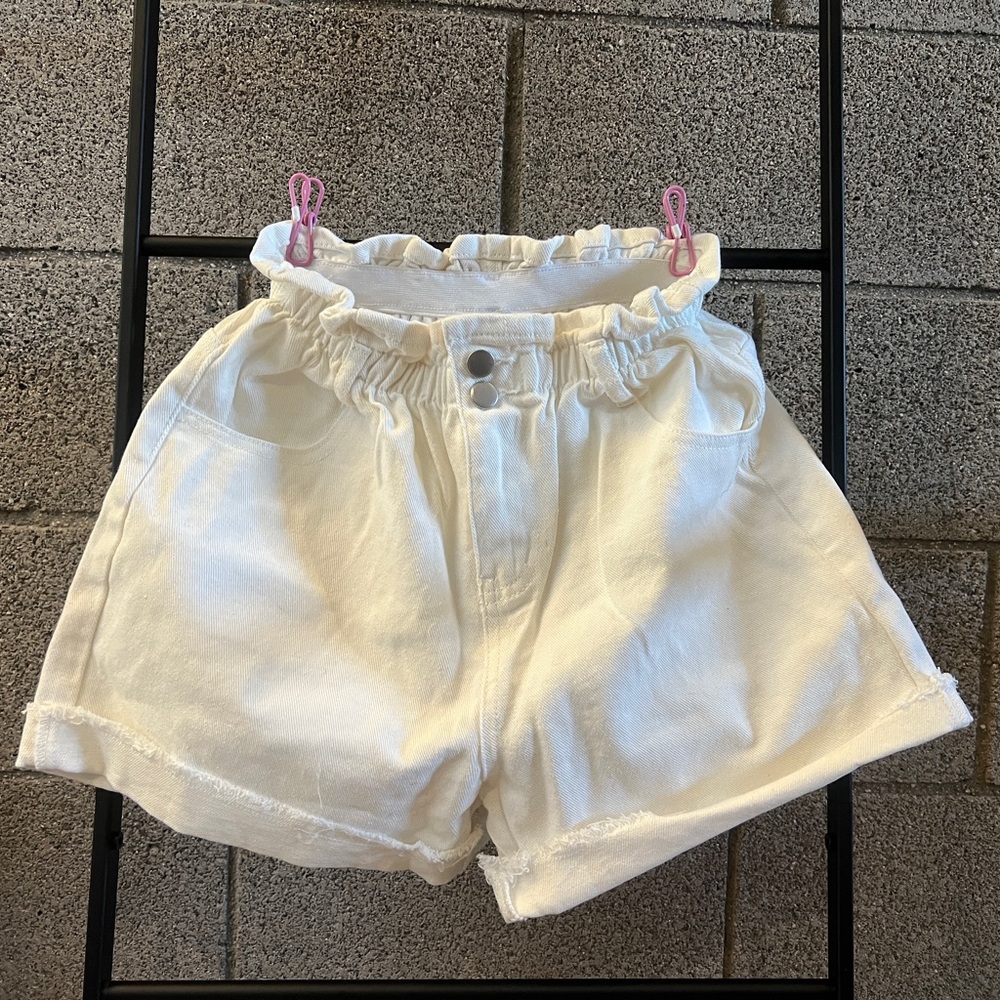 Princess Polly Cream White Jean Shorts